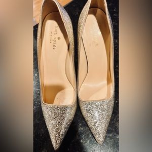 Kate Spade "Licorice Too" Gold Glitter Pump Heel